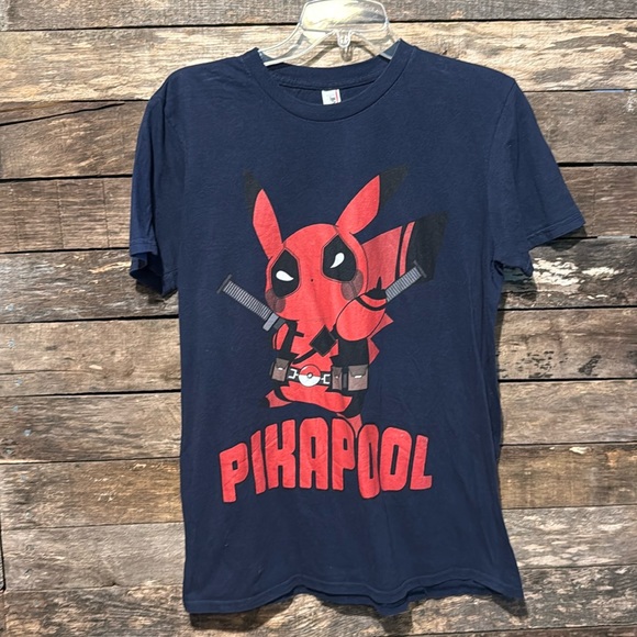 💰BOGO FREE Mens Ladies Unisex Pikachu Deadpool Mashup Tee Shirt - Picture 2 of 5